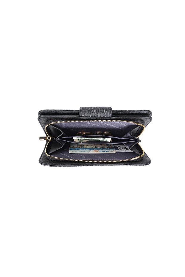Black Rectangular Wallet - with Coin Compartment - 3