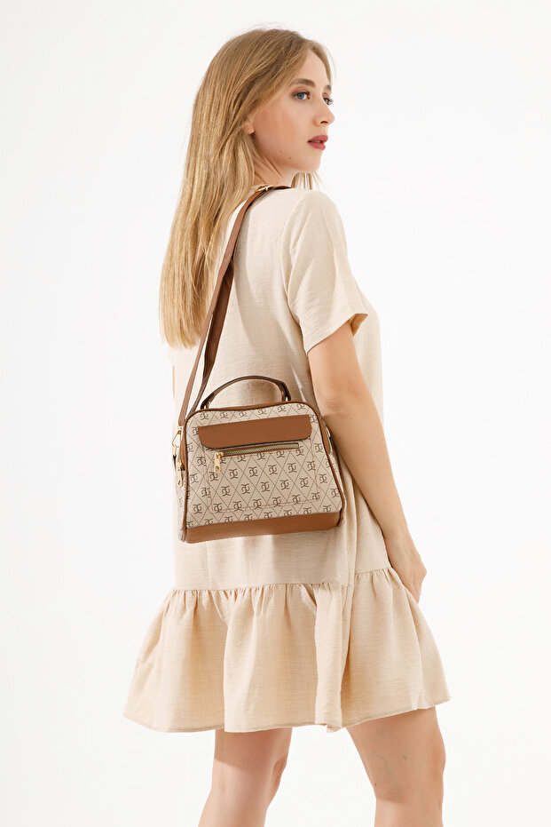 Patterned Crossbody Bag - Multi-Compartment - 2