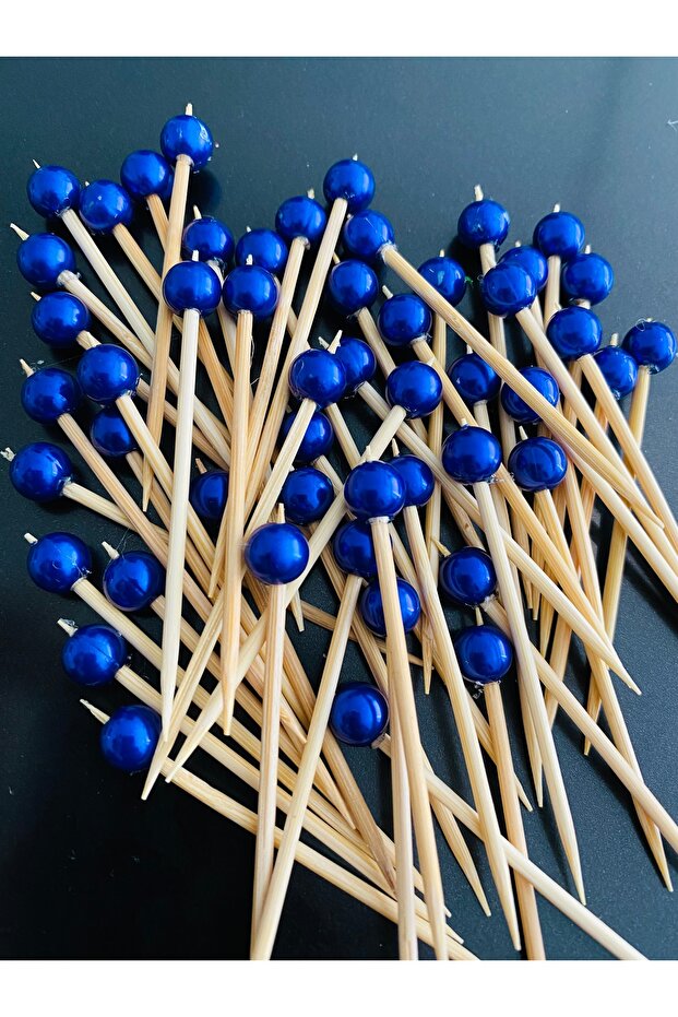 No:46 - 50 Pieces Decorative Beaded Engagement Birth Party Cupcake Mevlüt Ornament Toothpick