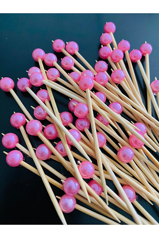 No:43 - 50 Pieces Decorative Beaded Cupcake - Engagement, Birthday and Party Ornament Toothpick