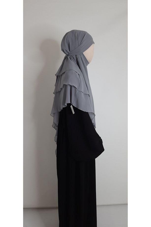3 katlı multi sifon sufle esarp ( orta boy ) hijap gri - 6