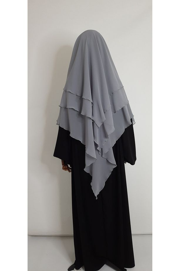 3 katlı multi sifon sufle esarp ( orta boy ) hijap gri - 4