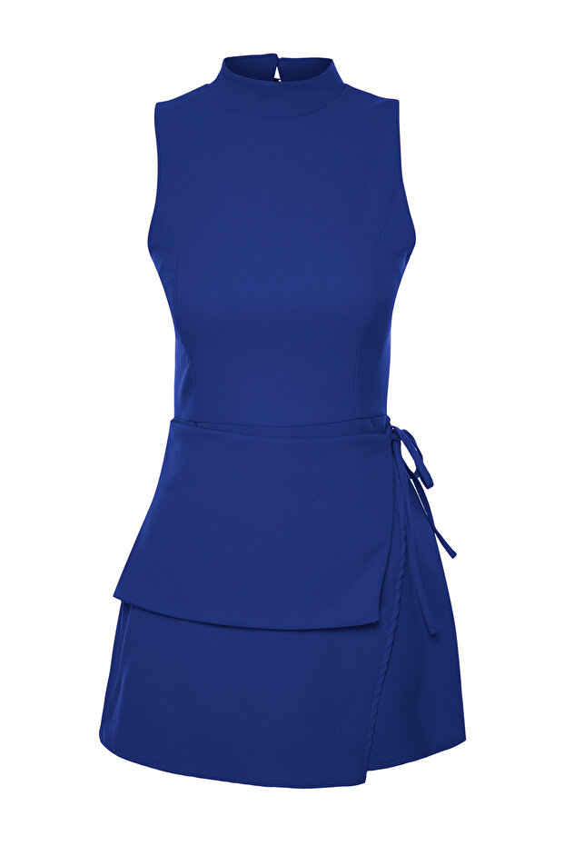 Saks Bağlama Detaylı Mini Dokuma Şort Etek Tulum TWOSS24TU00038 - 9