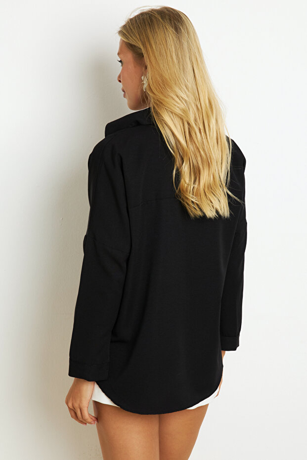 Kadın Siyah Basic Gömlek K1251 - 5