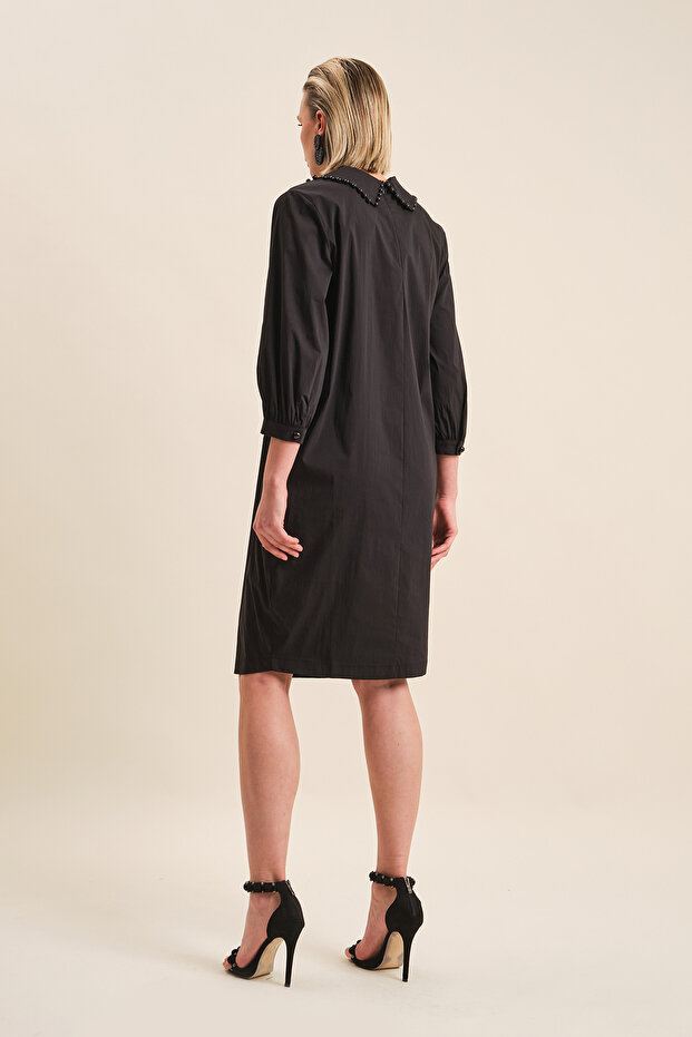 İnci Işlemeli Pamuklu Elbise - 3