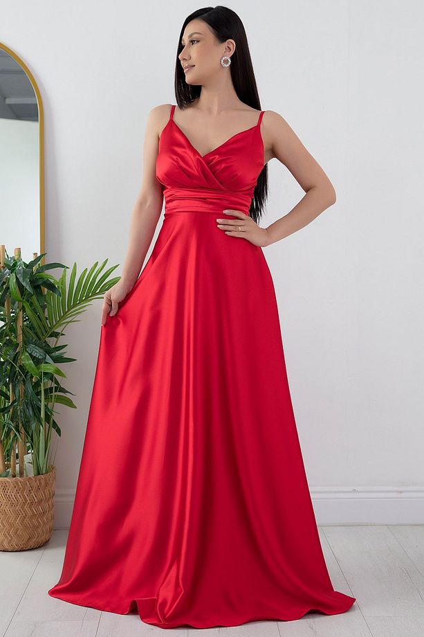 Saten Askılı Elbise 13384 - 3
