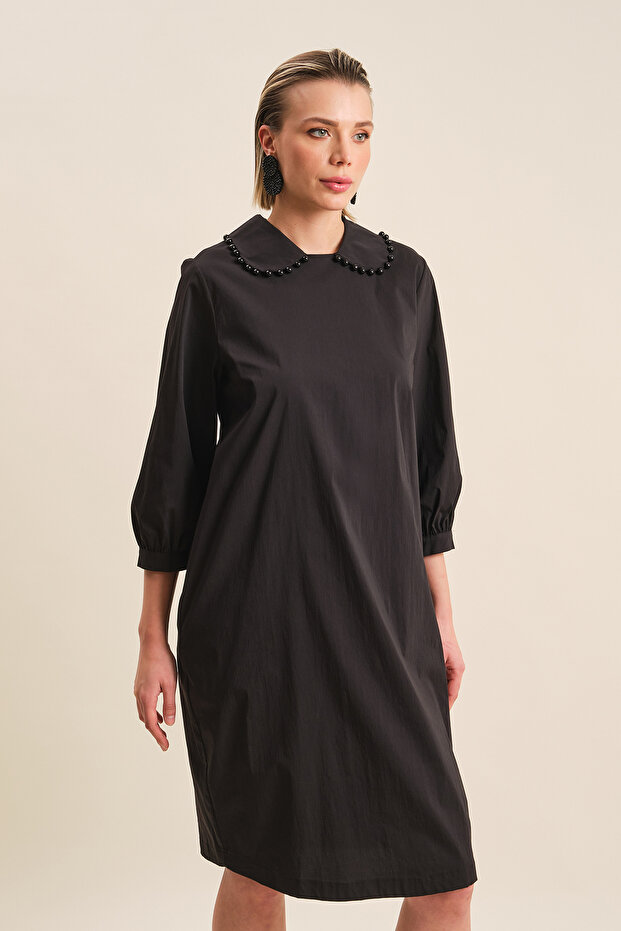 İnci Işlemeli Pamuklu Elbise - 2