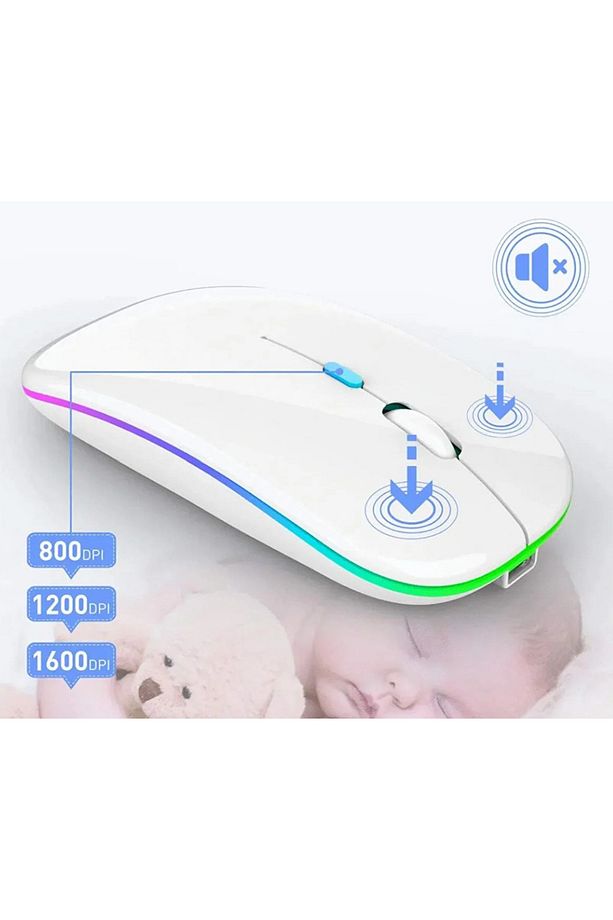 Kablosuz Fare Wireless Bluetooth Mouse 4 Tuşlu Renk Sessiz Şarj Edilebilir Dpı Kontrol - 3