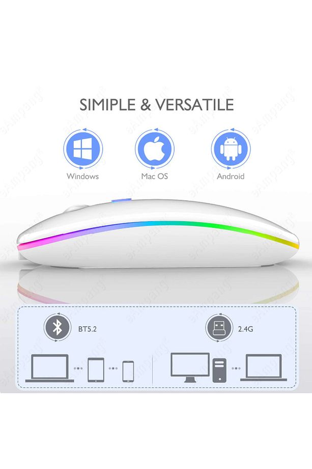 Kablosuz Fare Wireless Bluetooth Mouse 4 Tuşlu Renk Sessiz Şarj Edilebilir Dpı Kontrol - 4
