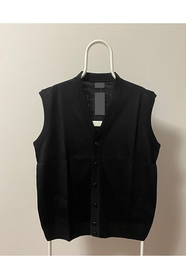 Men's Buttoned Vest Fine Wool Knitwear Knitted Anti-Pilling Özbarla