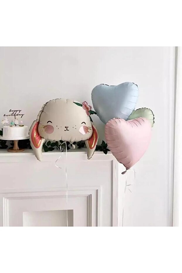 Cute Floral Rabbit - Heart Balloon Bundle Balloon Set 4 Pieces