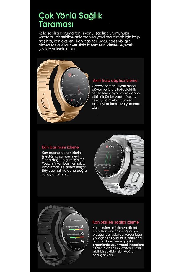Watch 4 Pro Çoklu Set 7 Kordonlu Android ve İos Uyumlu Akıllı Saat - 4