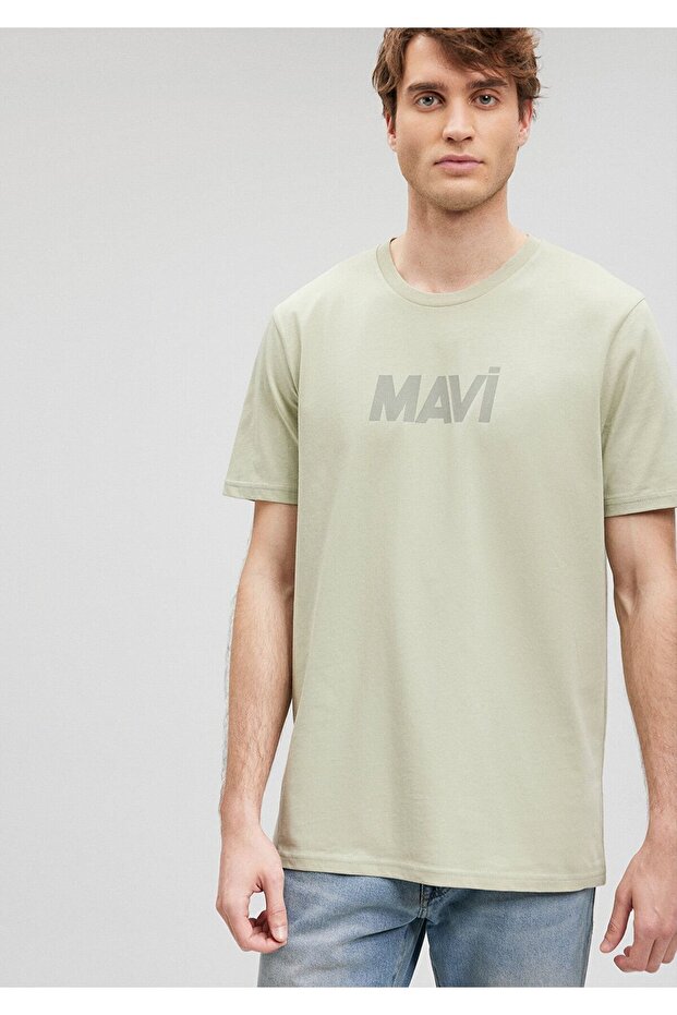 Logo Printed Green T-Shirt Slim Fit / Narrow Cut 066846-85873
