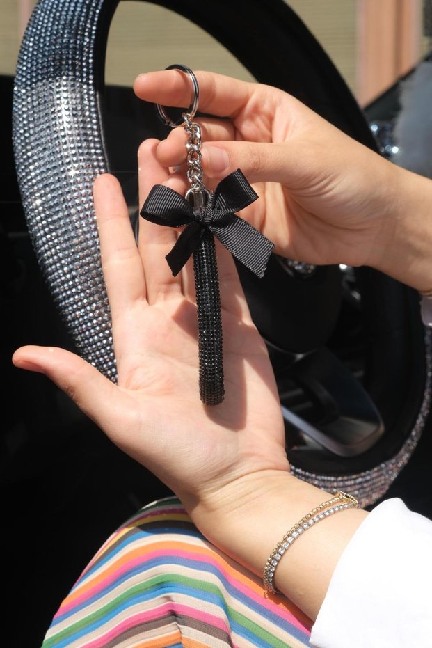 Black Angel Keychain with Ribbon Option