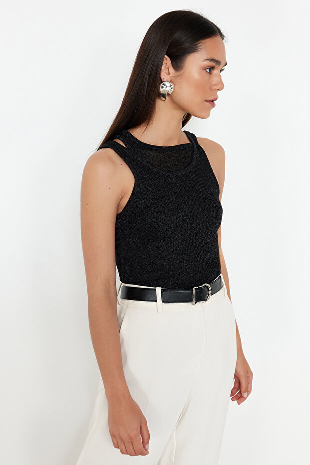 Siyah  Triko İnce Bluz TWOSS24BZ00558 - 2