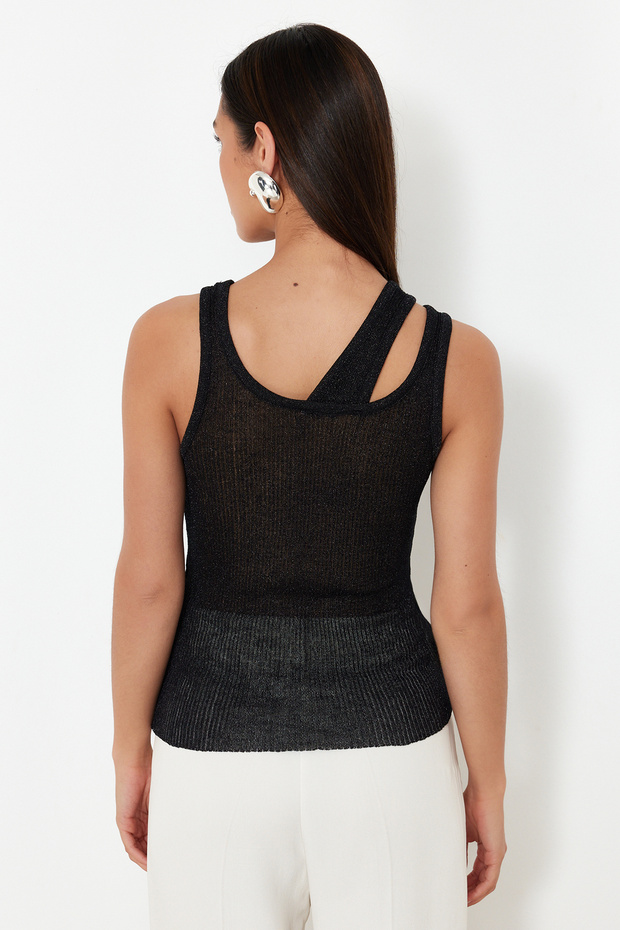 Siyah  Triko İnce Bluz TWOSS24BZ00558 - 5