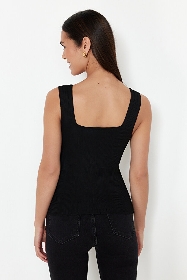 Siyah-Ekru Basic İkili Paket Top İnce Triko Bluz TWOSS24BZ00623 - 8