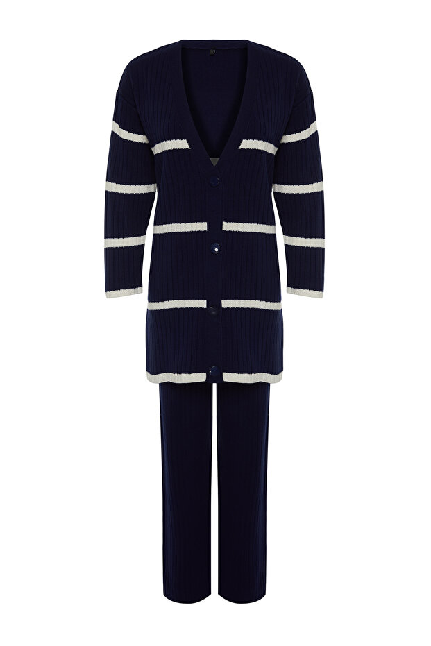 Granatowy, dzianinowy sweterek-spodnie Roving Zestaw dół-góra TCTAW24US00033 - 6