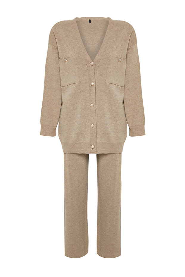 Mink Buttoned Cardigan-Pants Knitwear Top and Bottom Set TCTAW24US00048 - 6