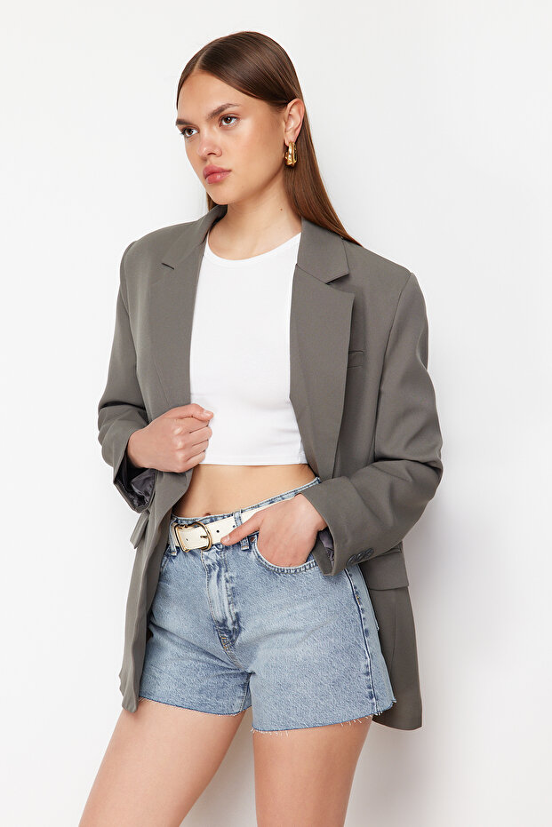 Mavi Yüksek Bel Denim Şort TWOSS24SR00119 - 2