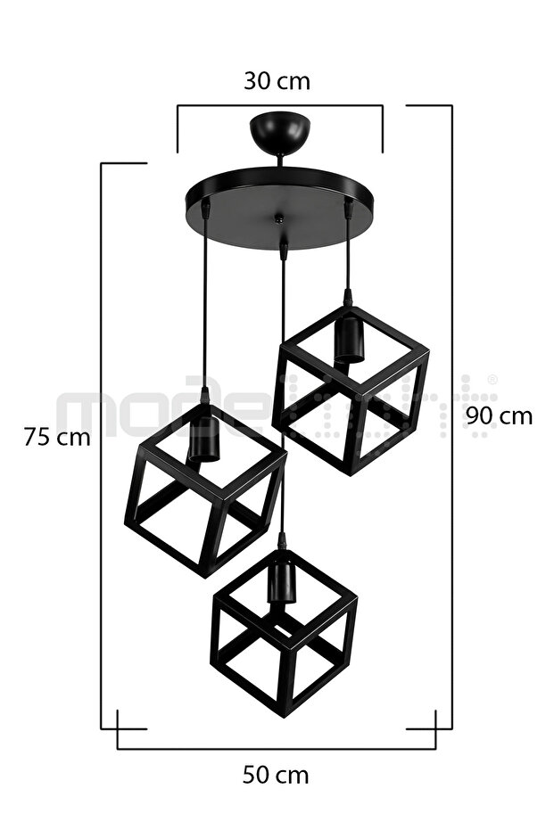 KÜP 3LÜ AVİZE SİYAH - 4