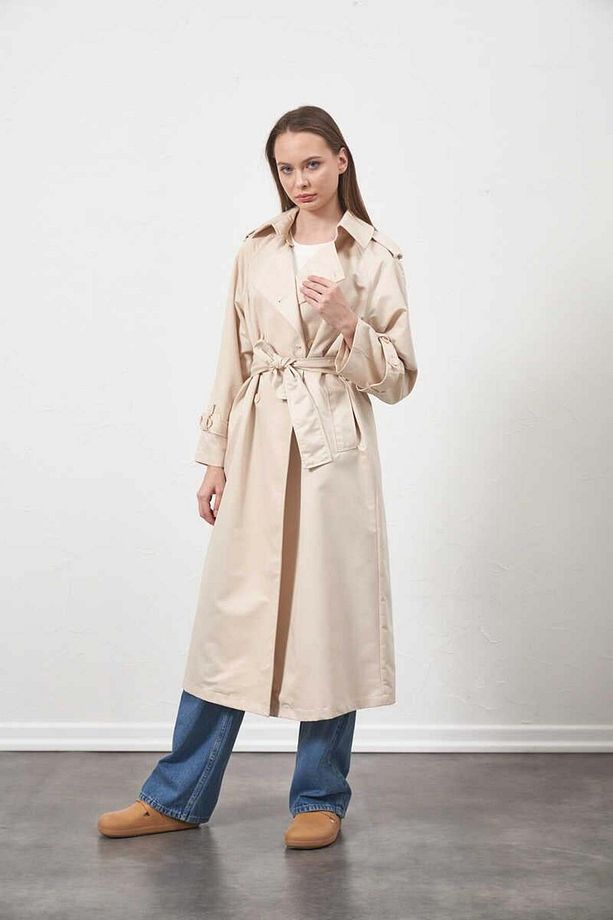 Astarlı Trenchcoat Ekru - 7