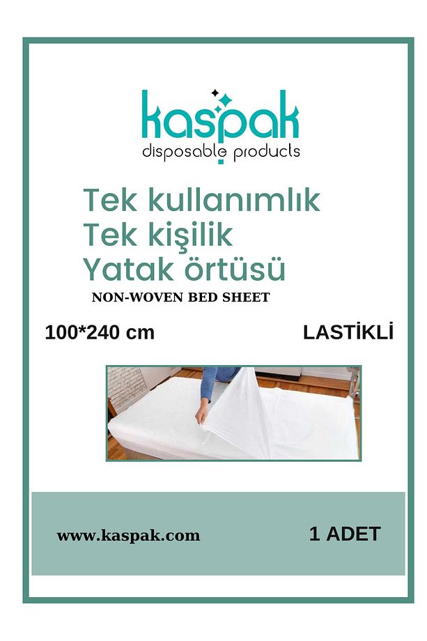 Tek kullanımlık yatak örtüsü Tek kişilik lastikli 100*240 cm 1 adet - 1