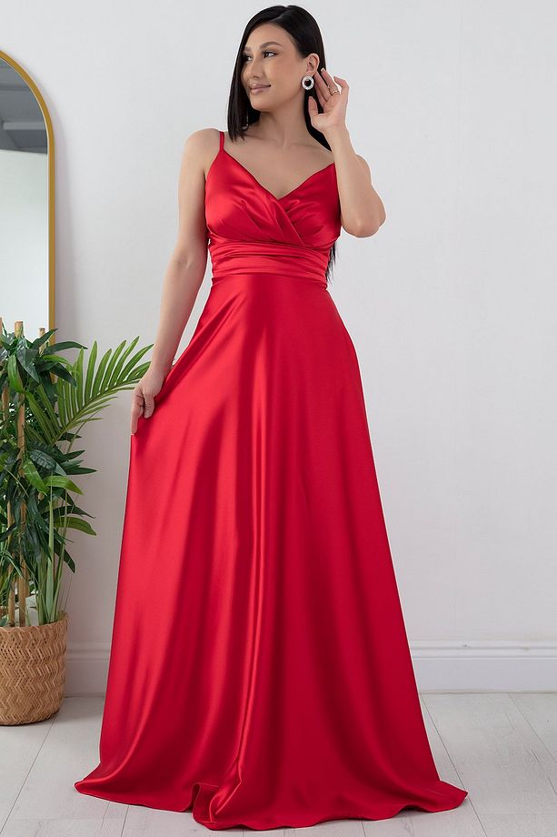 Saten Askılı Elbise 13384 - 4