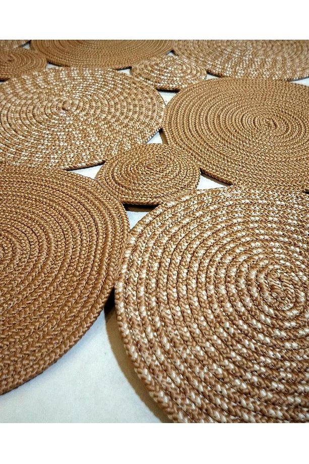 jüt hasır el örgüsü halı kilim yıkanabilir çift taraflı oval - 3