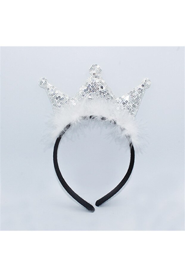 Queen Crowned Sequin Feather Silver - 1