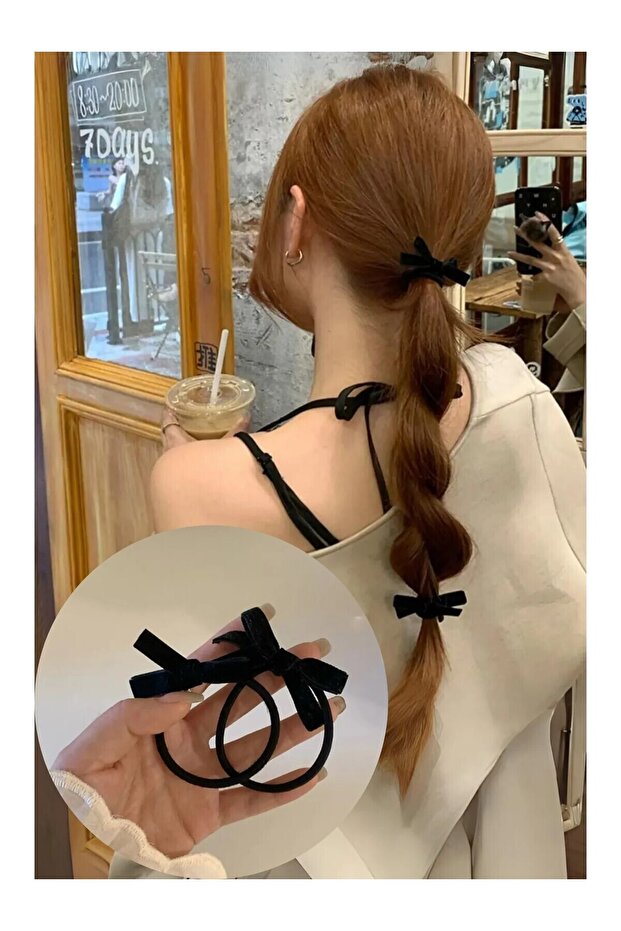 Women's Velvet Bow Style Elastic Hair Clip, 2 Pieces