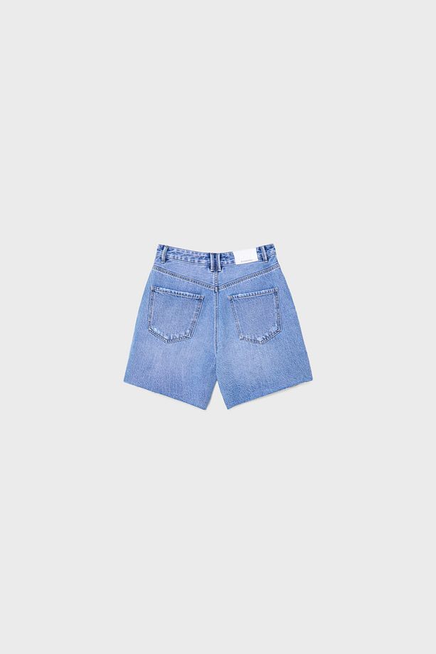 Uzun denim şort - 6