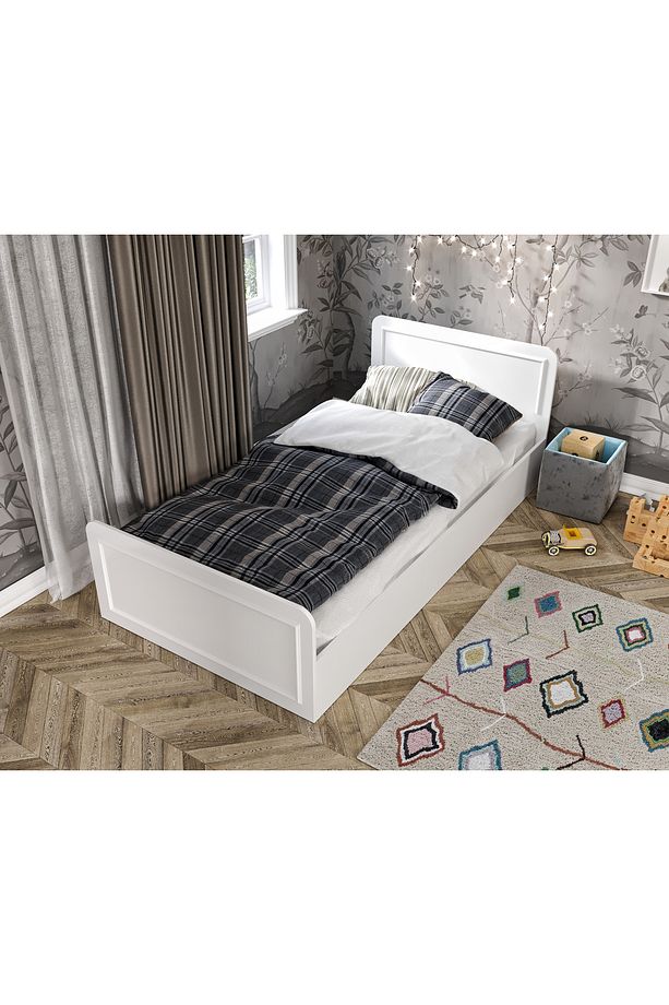 Snow Tek Kişilik Country Tarzı Mdf Karyola - 100cm X 200cm Ölçülerinde - 2