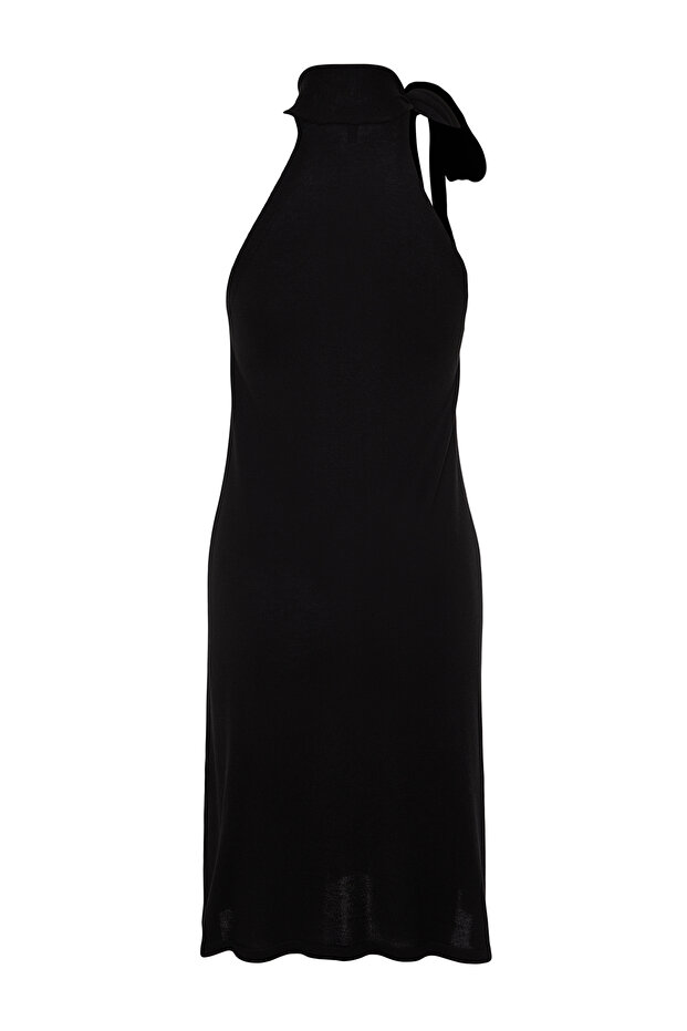 Siyah Düz Bodycone Mini Triko Elbise TWOSS24EL00854 - 8