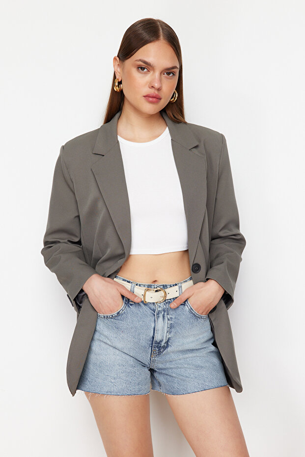 Mavi Yüksek Bel Denim Şort TWOSS24SR00119 - 1