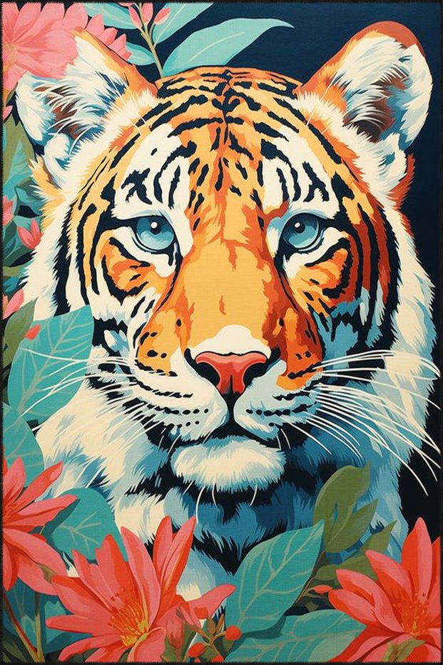 Tiger Patterned Washable Carpet in Modern Colors Miravip8222