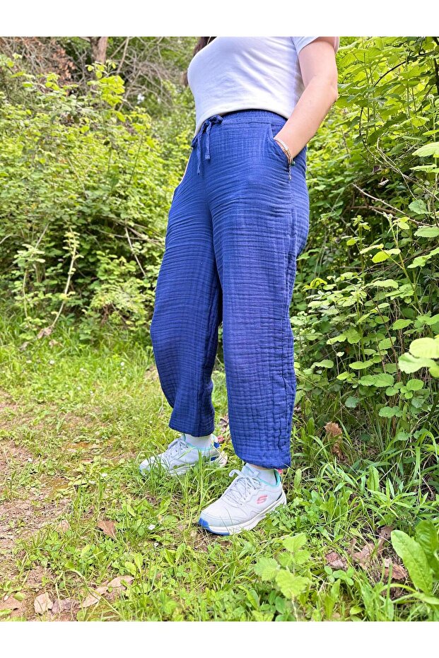 Muslin 2 XL High Waist Elastic Leg Pants