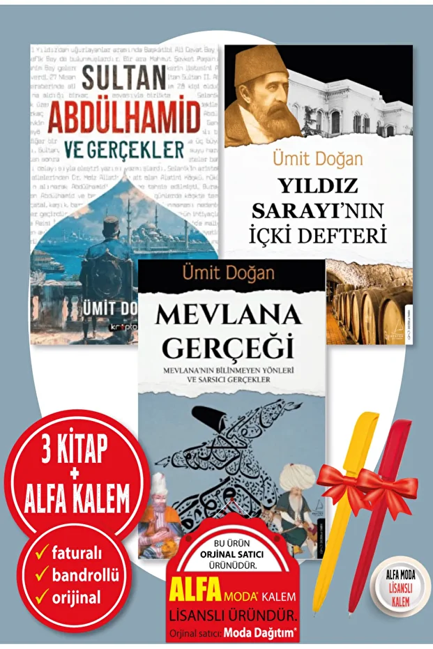 Ümit Doğan 3 kitap set(Sultan Abdulhamit ve Gerçekler-Yıldız Sarayının İçki Defteri-Mevlana Gerçeği) - 1