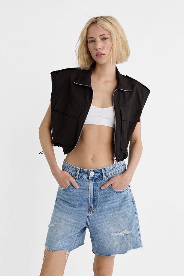 Uzun denim şort - 1