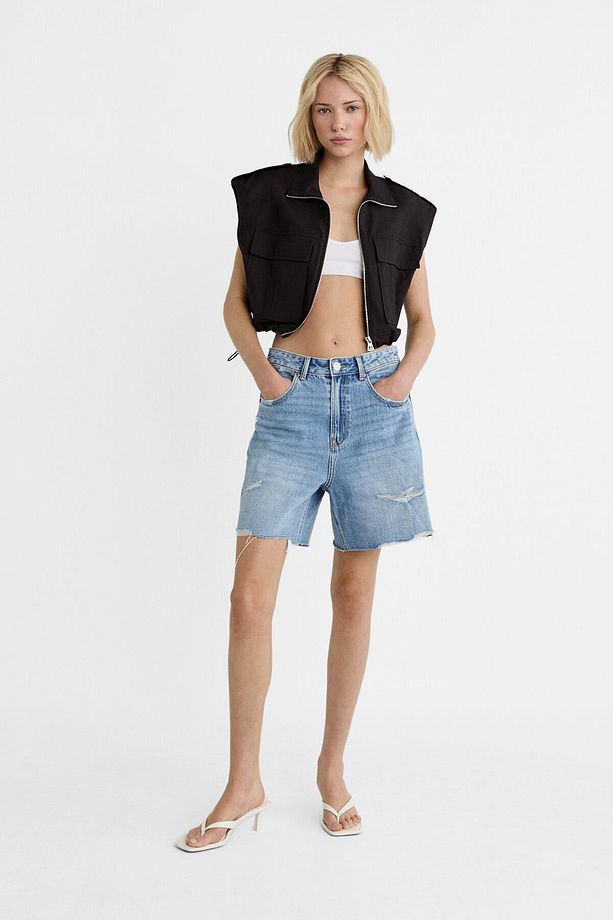 Uzun denim şort - 2