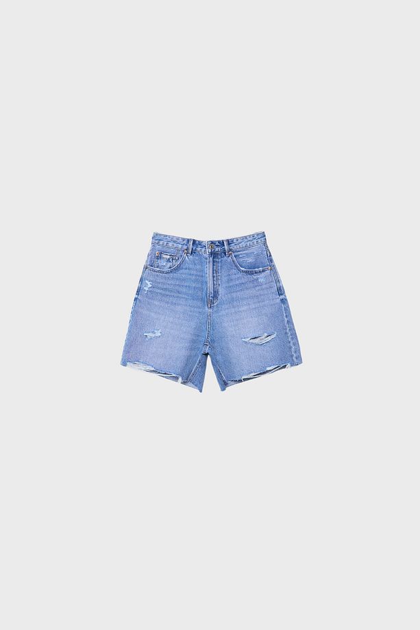 Uzun denim şort - 5