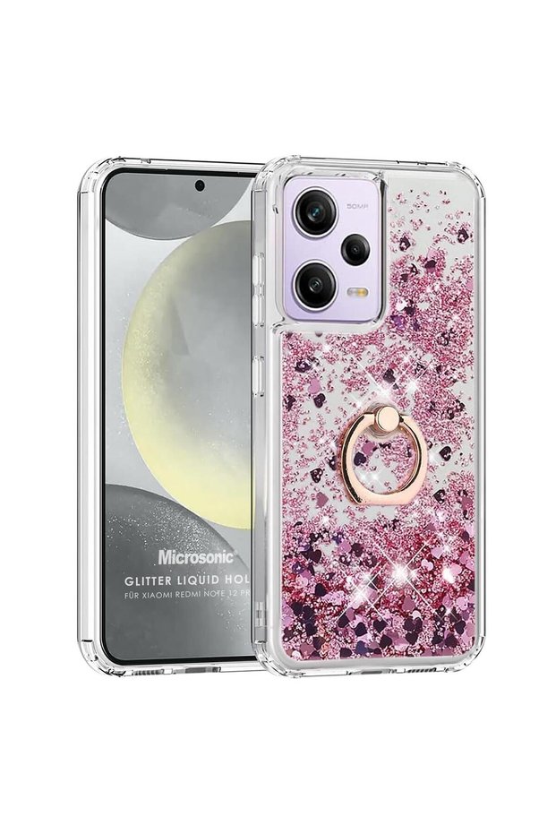 Xiaomi Redmi Note 12 Pro Plus 5g Case Glitter Liquid Holder Pink