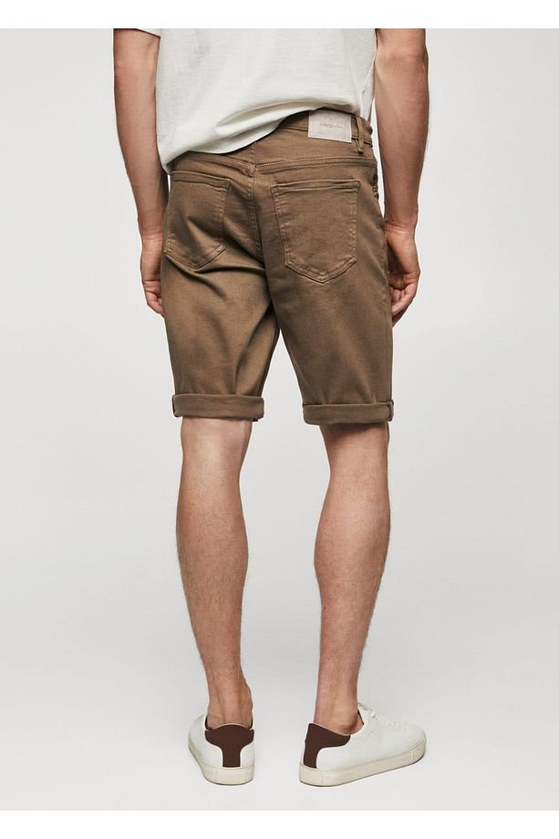 Slim fit kot bermuda şort - 4