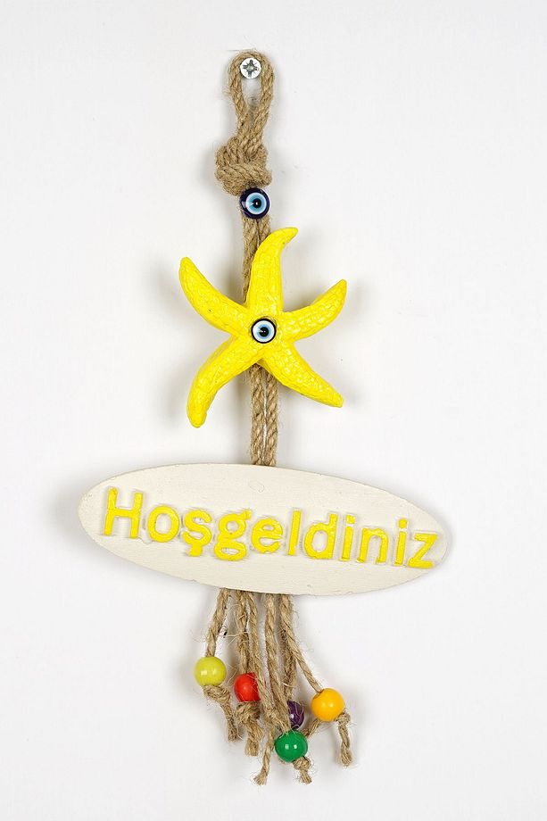 Sarı Deniz Yıldızı Hoşgeldiniz Kapı, Bahçe ve Duvar süsü - 1