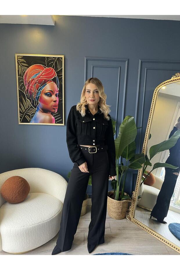 Kapitone Ceket Siyah - 1