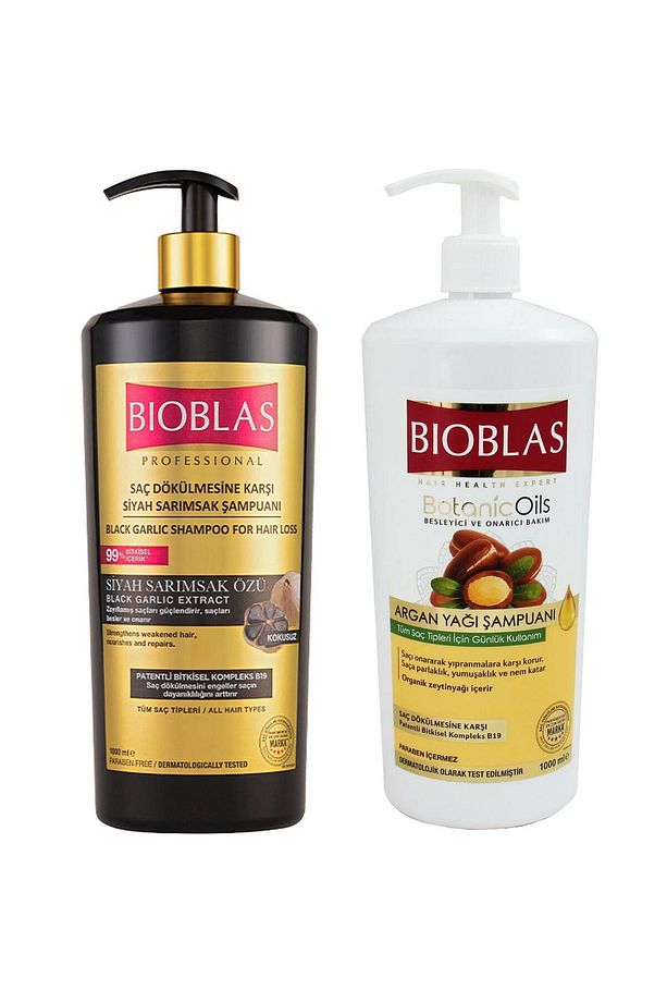 Siyah Sarımsak Şampuanı 1000 Ml + Argan Yağı Şampuanı 1000 Ml - 1