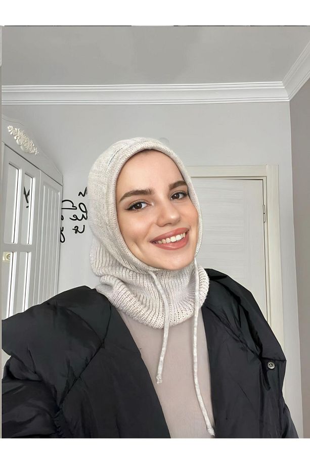Balaclava Fitilli Triko Örgü Bere Başlık | Bağcıklı Kapşonlu Bere - 1