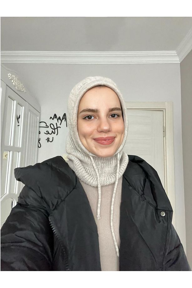 Balaclava Fitilli Triko Örgü Bere Başlık | Bağcıklı Kapşonlu Bere - 4