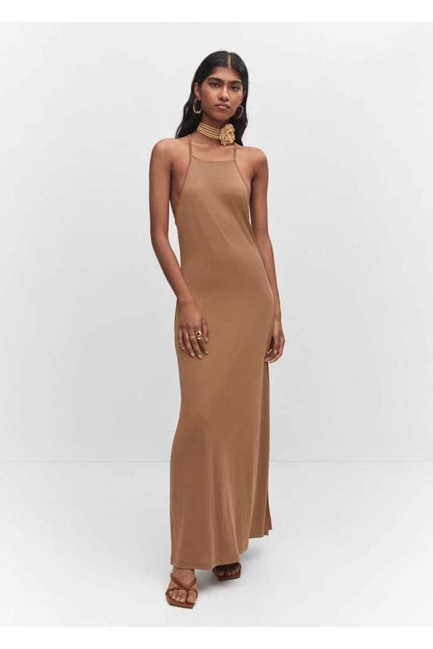 Halter Yaka Modal Elbise - 2