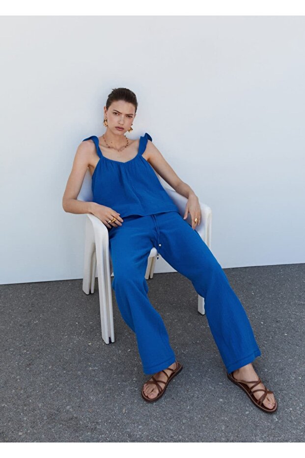 Beli elastik pamuklu pantolon - 6